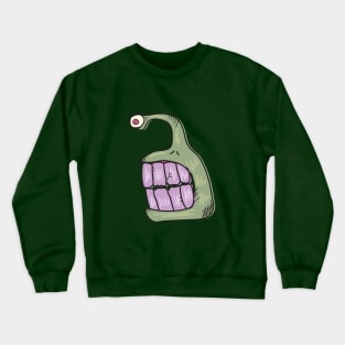 Purple Tooth Monster illustration in Weirdtual Reality Crewneck Sweatshirt